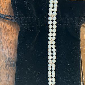 Double-Strand Cultured Pearl Bracelet with Diamonds